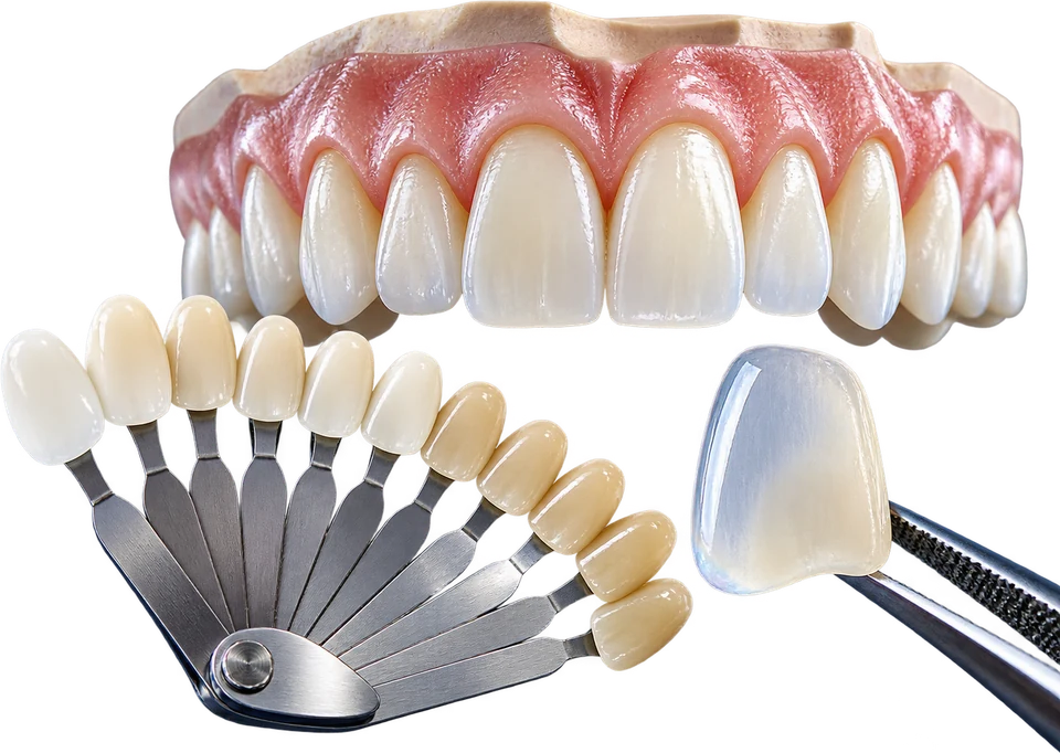 Mẫu màu sứ và cung răng dùng khi phối màu