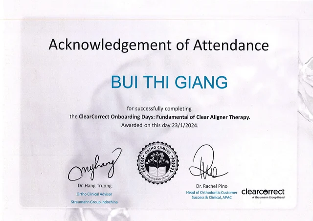 Bằng cấp bác sĩ Giang của Bác sĩ Bùi Thị Giang