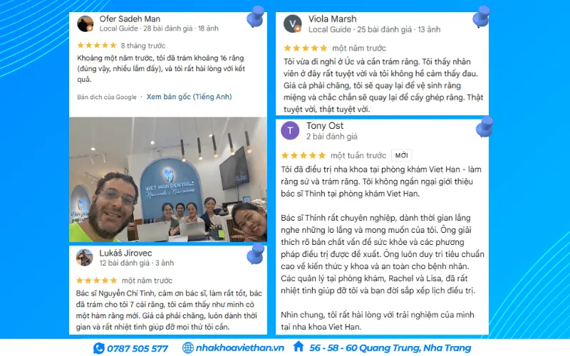 Khách hàng đánh giá dịch vụ trám răng tại Nha khoa Việt Hàn (Nguồn: Google Maps)