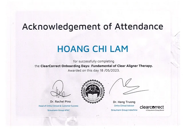 bằng cấp bác sĩ lâm của Bác sĩ Hoàng Chí Lâm