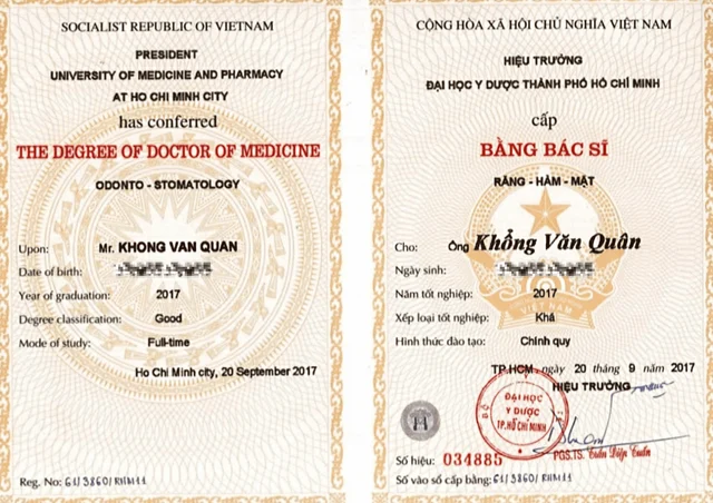 Bằng cấp, chứng chỉ 1 của Bác sĩ Khổng Văn Quân