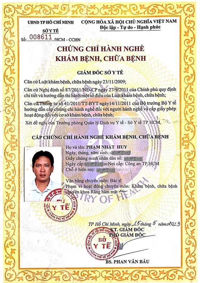 Bằng cấp, chứng chỉ 1 của Bác sĩ Phạm Nhật Huy