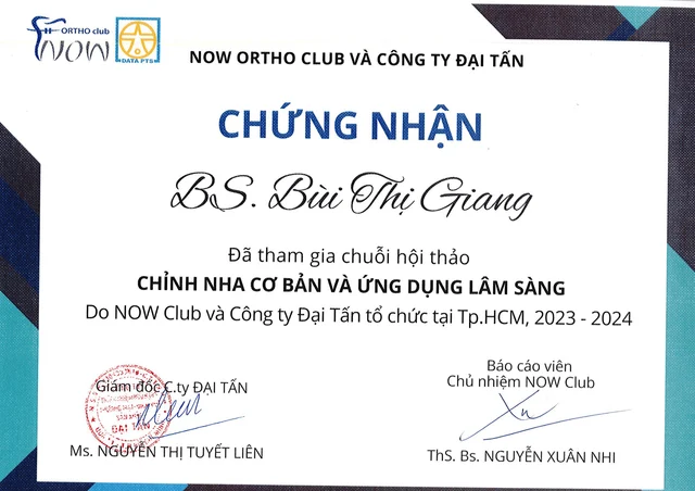 Bằng cấp bác sĩ Giang của Bác sĩ Bùi Thị Giang
