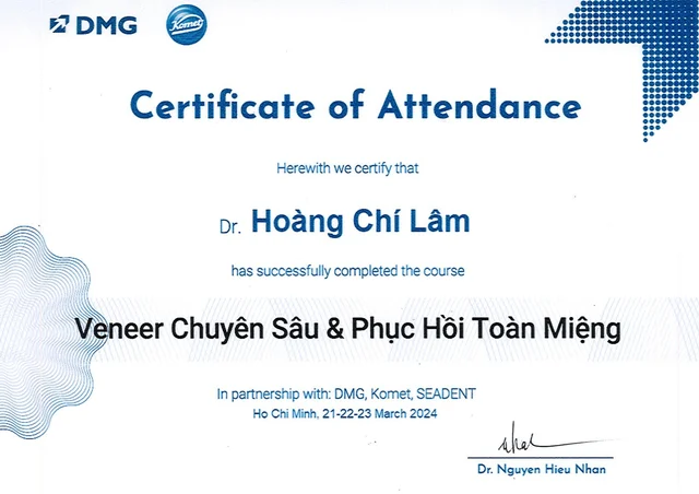 bằng cấp bác sĩ lâm của Bác sĩ Hoàng Chí Lâm
