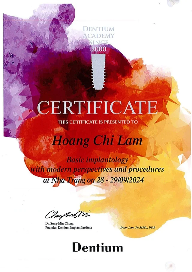bằng cấp bác sĩ lâm của Bác sĩ Hoàng Chí Lâm