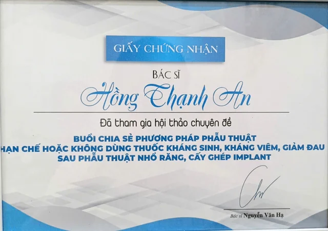 bằng cấp bác sĩ An của Bác sĩ Hồng Thạnh An