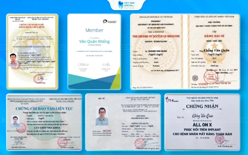 Bằng cấp chứng chỉ của bác sĩ Khổng Văn Quân