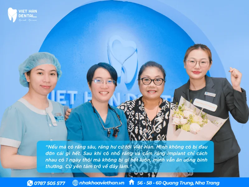 Việt kiều Canada phục hồi nụ cười với Implant và răng sứ