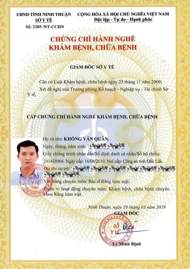 Bằng cấp, chứng chỉ 7 của Bác sĩ Khổng Văn Quân